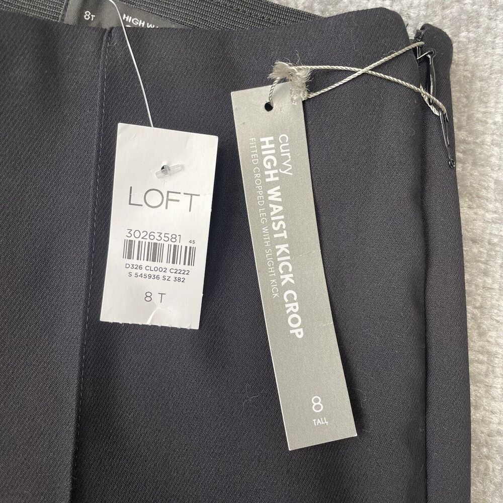 Loft Pants Womens 8 Tall Black Curvy Kick Crop Stretch Side Zip Slacks NEW - Picture 4 of 12